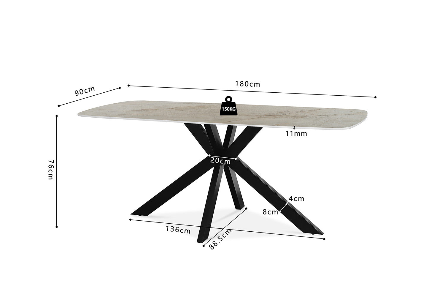 Tafel rinda 180 cm Deens Ovaal Glanzend Steen Shakespear Beige