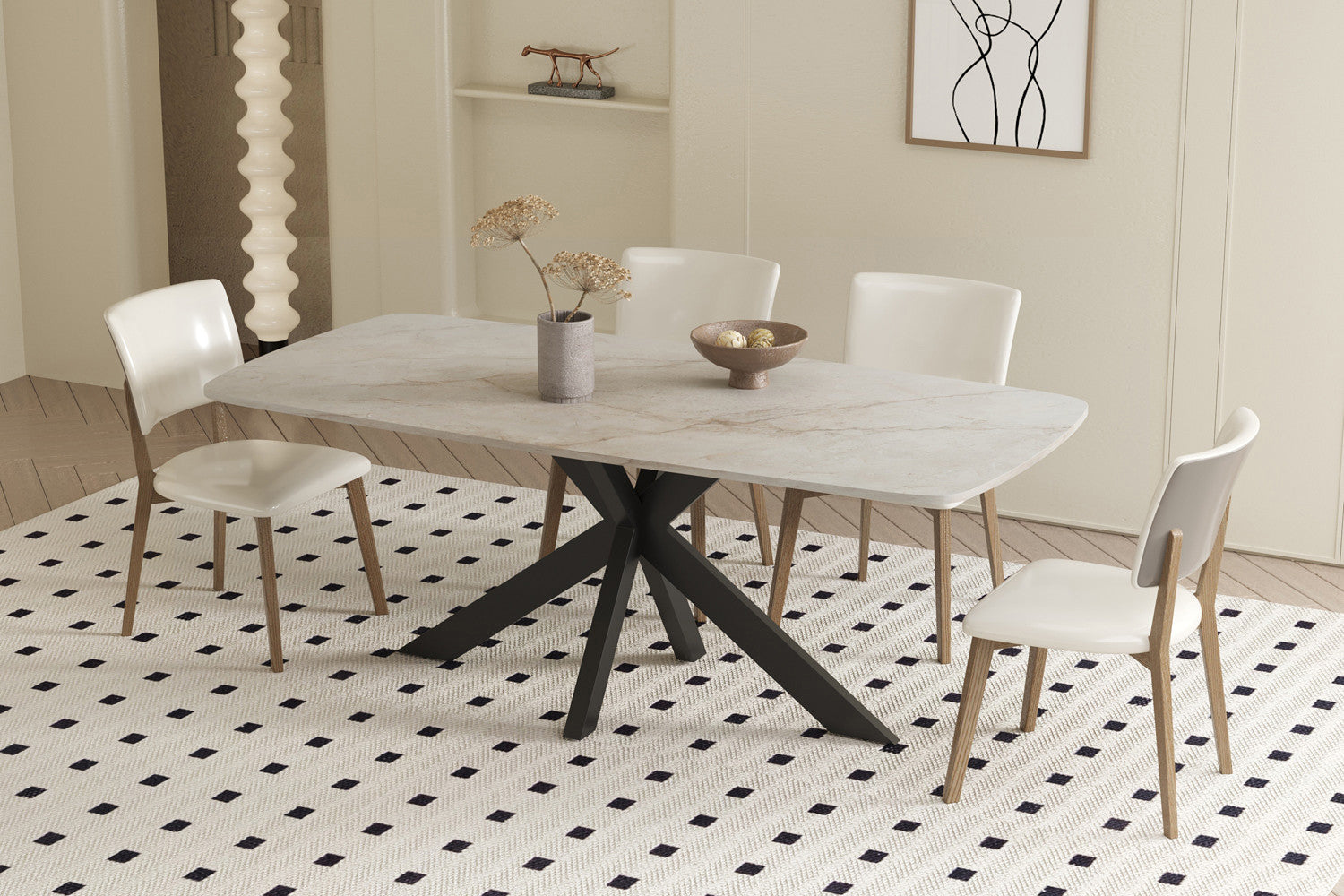 Tafel rinda 180 cm Deens Ovaal Glanzend Steen Shakespear Beige