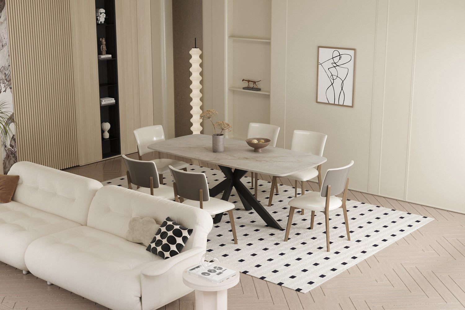 Tafel rinda 180 cm Deens Ovaal Glanzend Steen Shakespear Beige