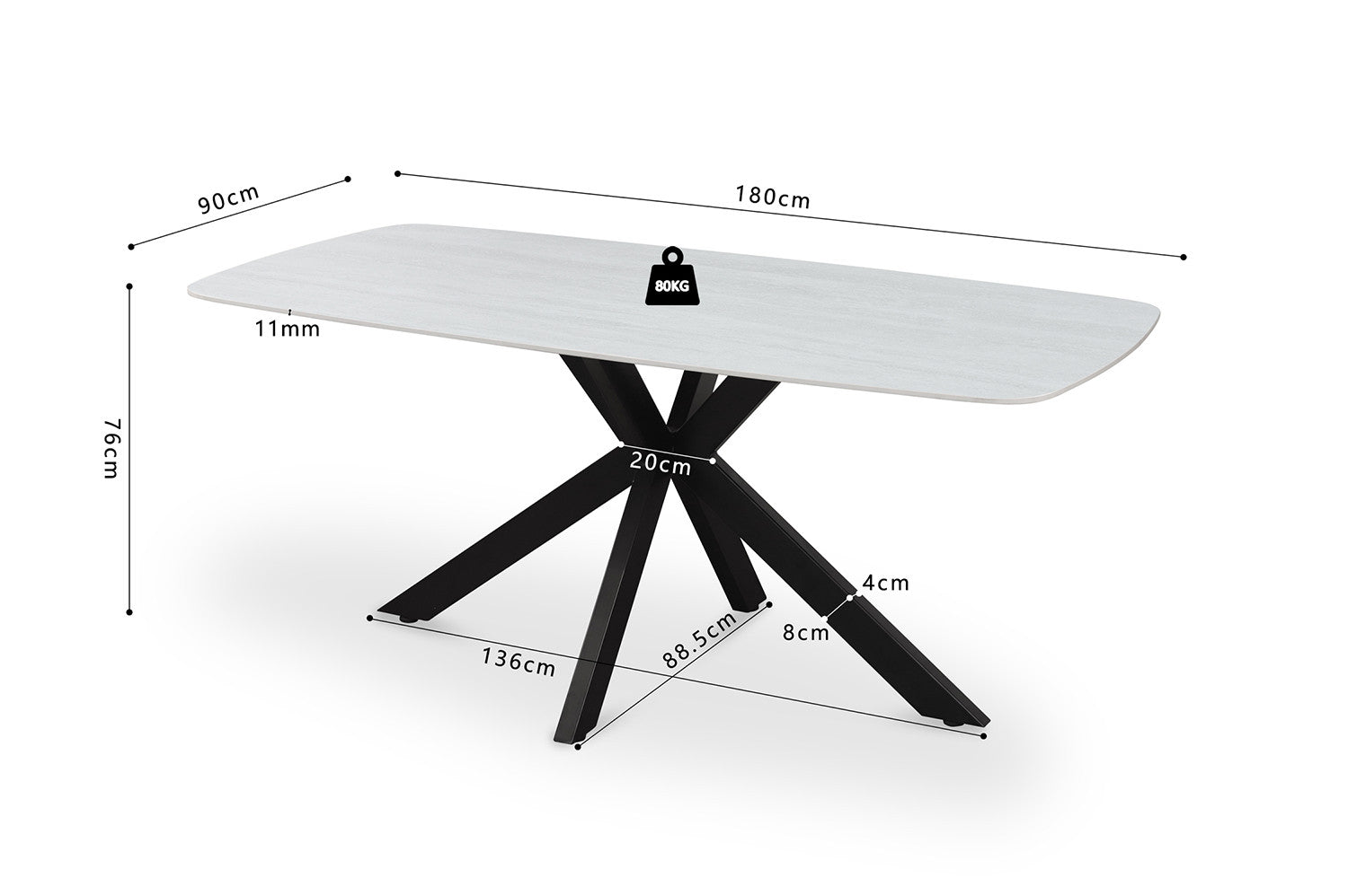 Tafel rinda 180 cm Deens Ovaal Steen Baroque Grijs