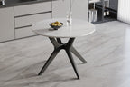 Tafel flow 110 cm Rond Glanzend Steen Snow Wit