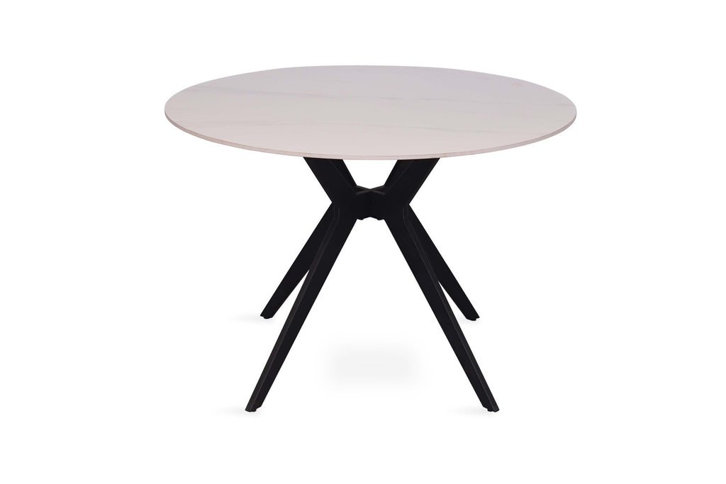 Tafel flow 110 cm Rond Glanzend Steen Snow Wit