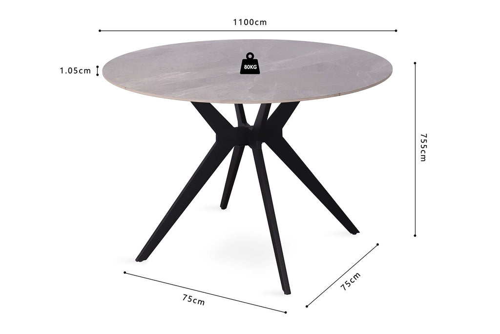 Tafel flow 110 cm Rond Glanzend Steen Italian Grijs