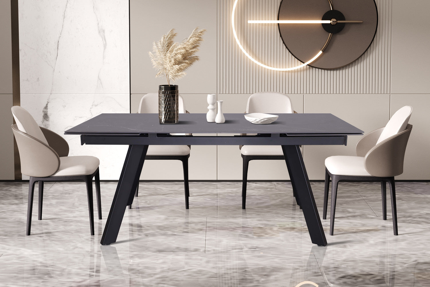 Uitschuifbare tafel tilana 160-240 cm Rechthoekig Steen Grijs