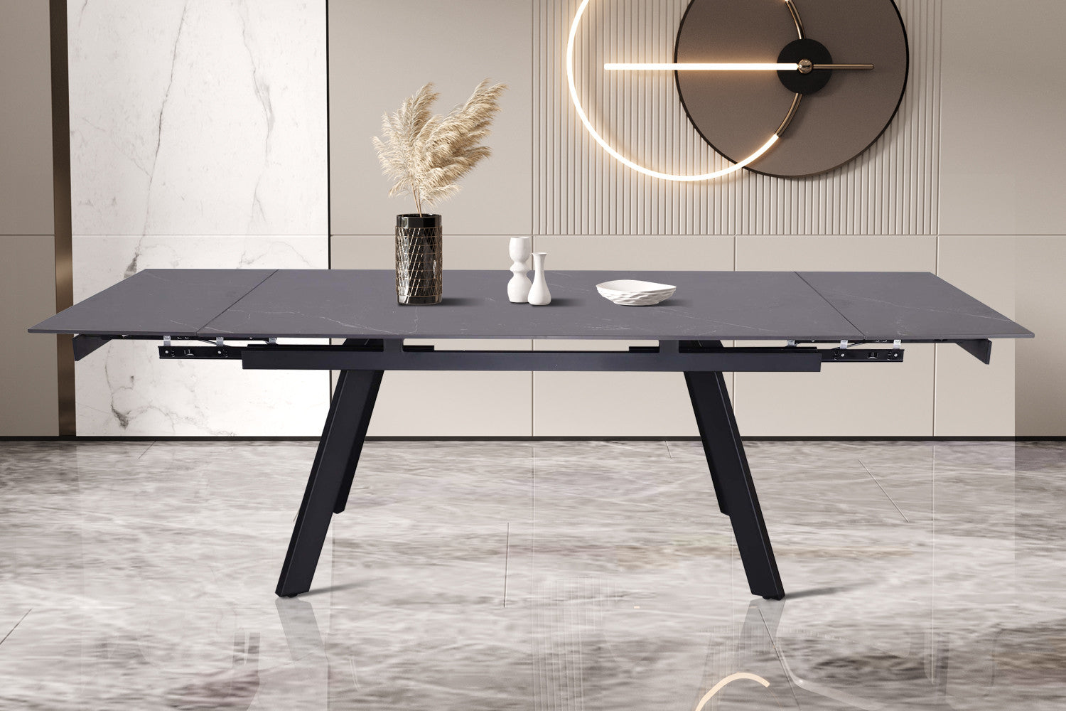 Uitschuifbare tafel tilana 160-240 cm Rechthoekig Steen Zwart