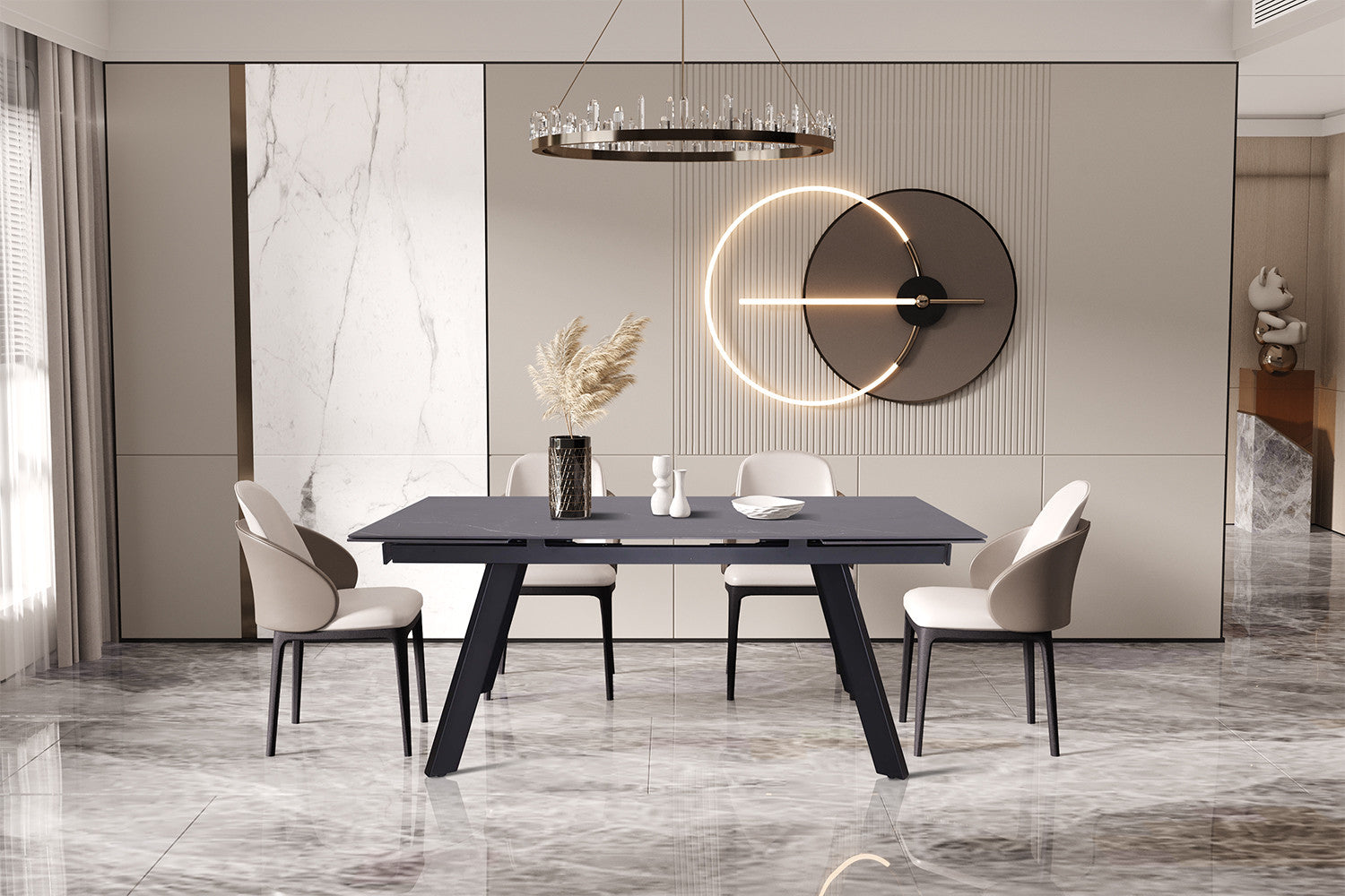 Uitschuifbare tafel tilana 160-240 cm Rechthoekig Steen Grijs