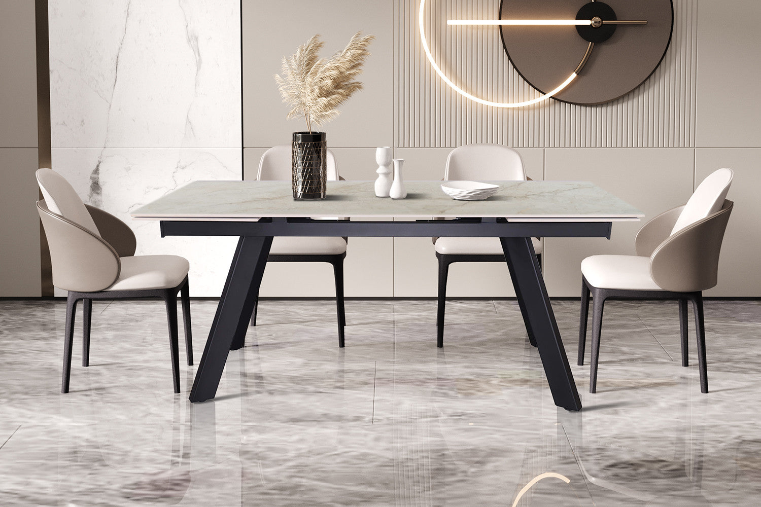 Uitschuifbare tafel ray 160-240 cm Rechthoekig Glanzend Shakespear Beige