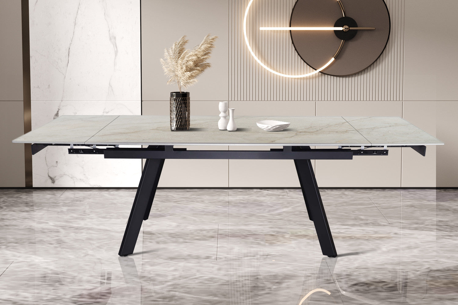 Uitschuifbare tafel ray 160-240 cm Rechthoekig Glanzend Shakespear Beige