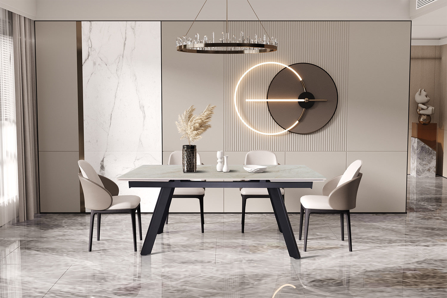 Uitschuifbare tafel ray 160-240 cm Rechthoekig Glanzend Shakespear Beige