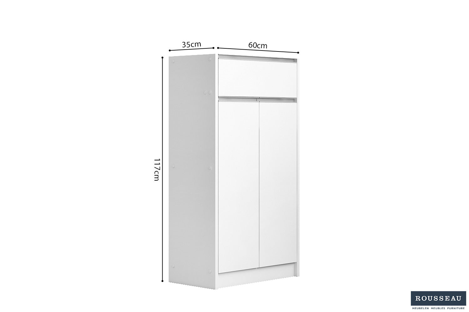 Schoenenkast Lola 2 deuren en 1 lade Wit