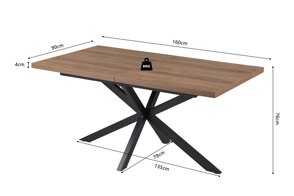 Uitschuifbare tafel cobalt 160-200 cm Donkerbruin
