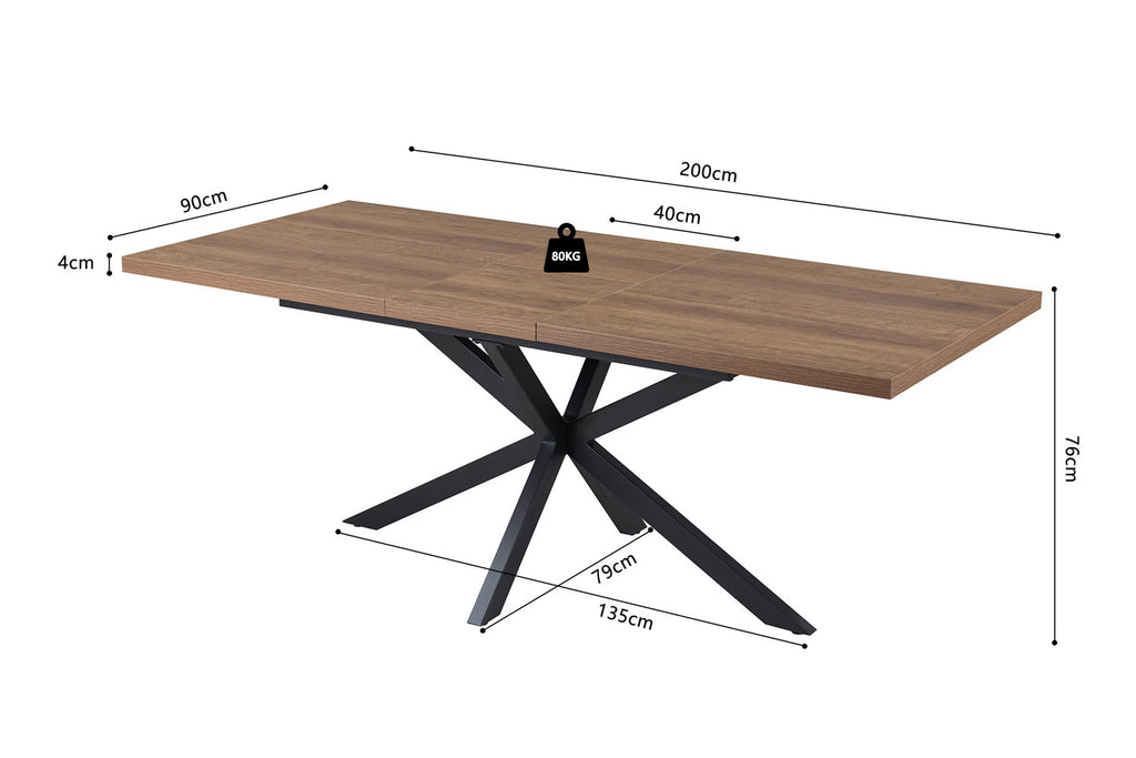 Uitschuifbare tafel cobalt 160-200 cm Donkerbruin
