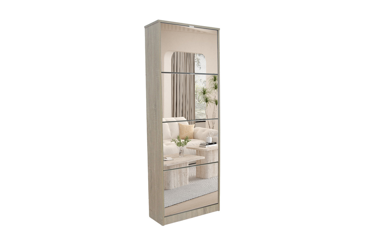 Schoenenkast Gio Spiegel 4 laden Decor Sonoma