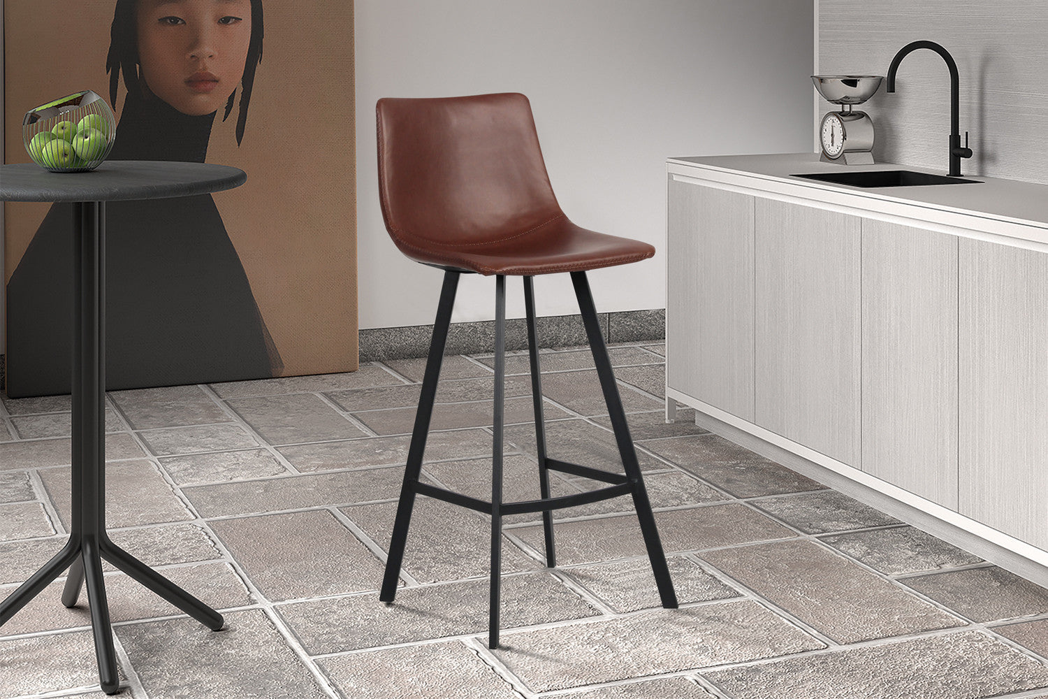 Barstoel crystalia PU Bruin