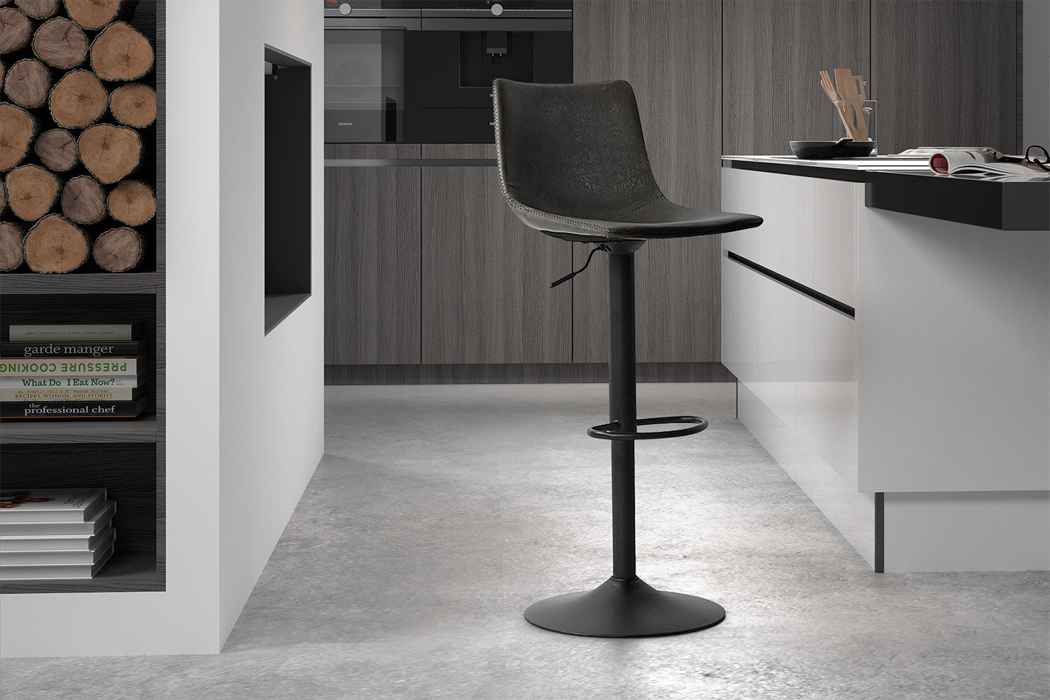 Barstoel blends PU Zwart