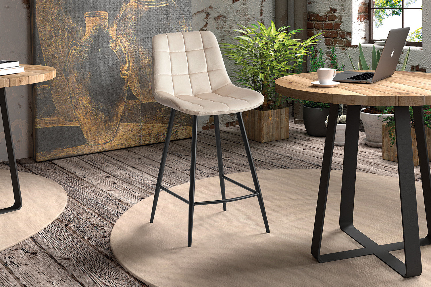 Counterstoel jut Fluweel Beige