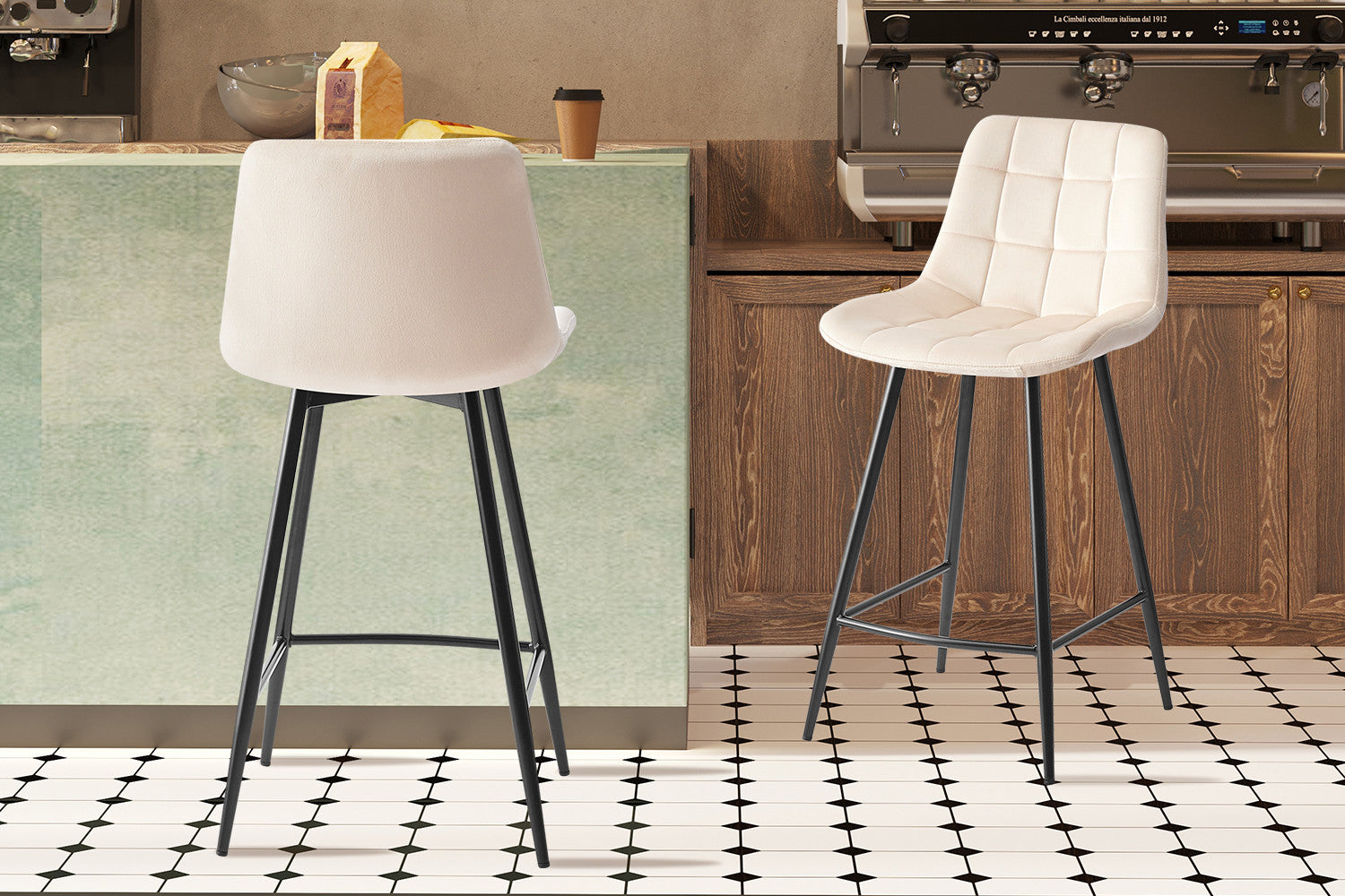 Counterstoel jut Fluweel Beige