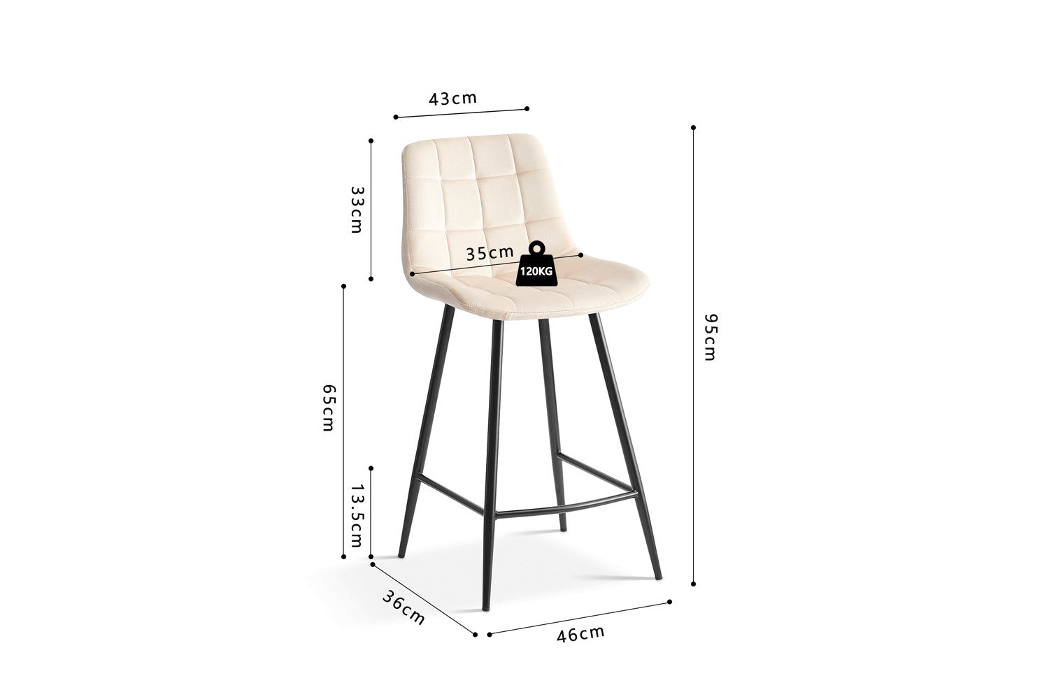 Counterstoel jut Fluweel Beige