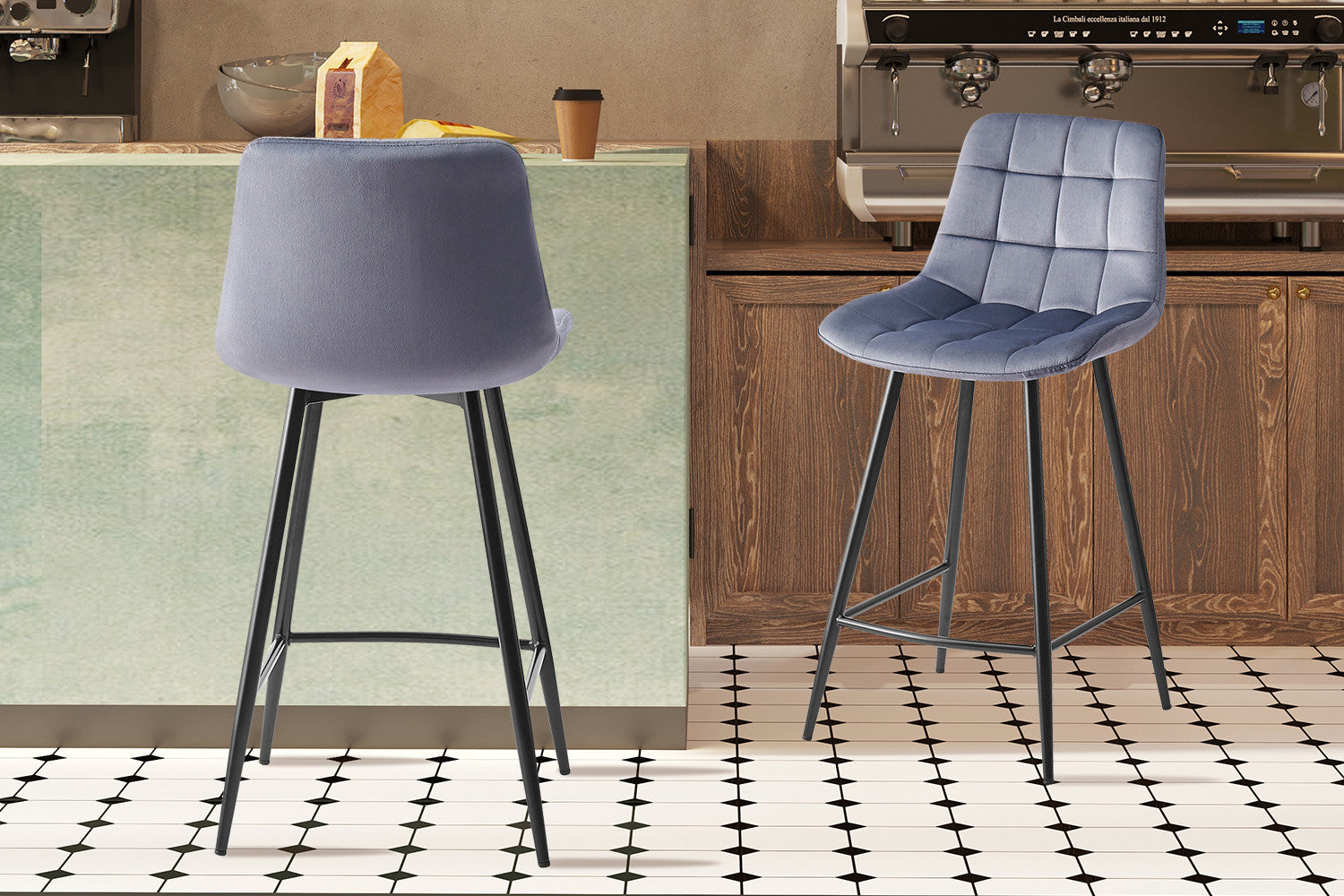 Counterstoel jut Fluweel Donkergrijs