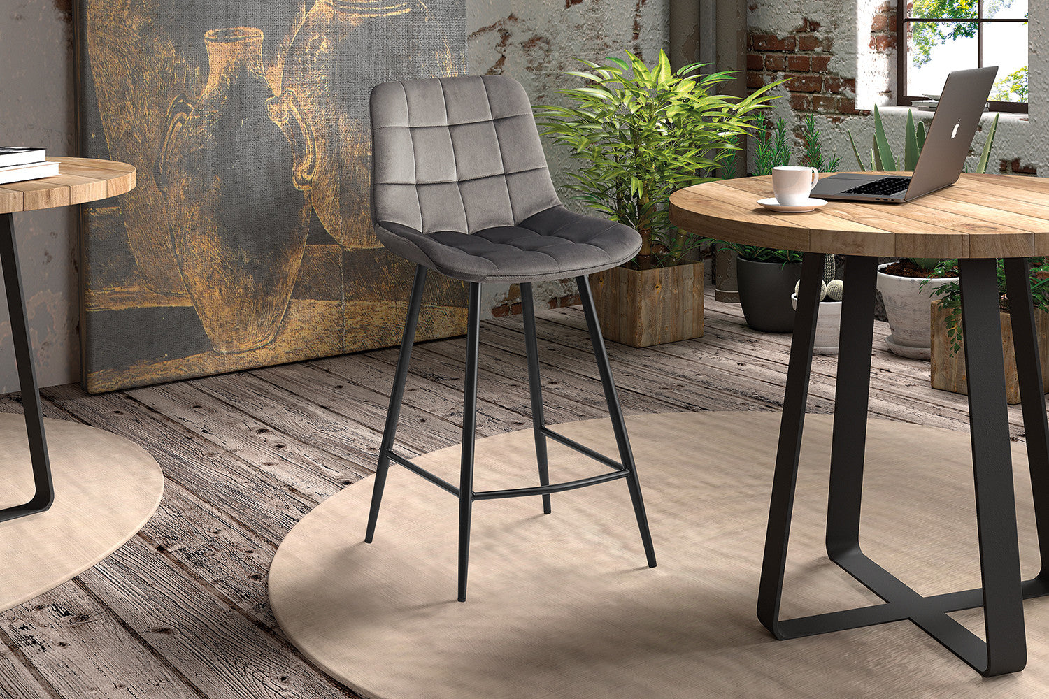 Counterstoel jut Fluweel Taupe