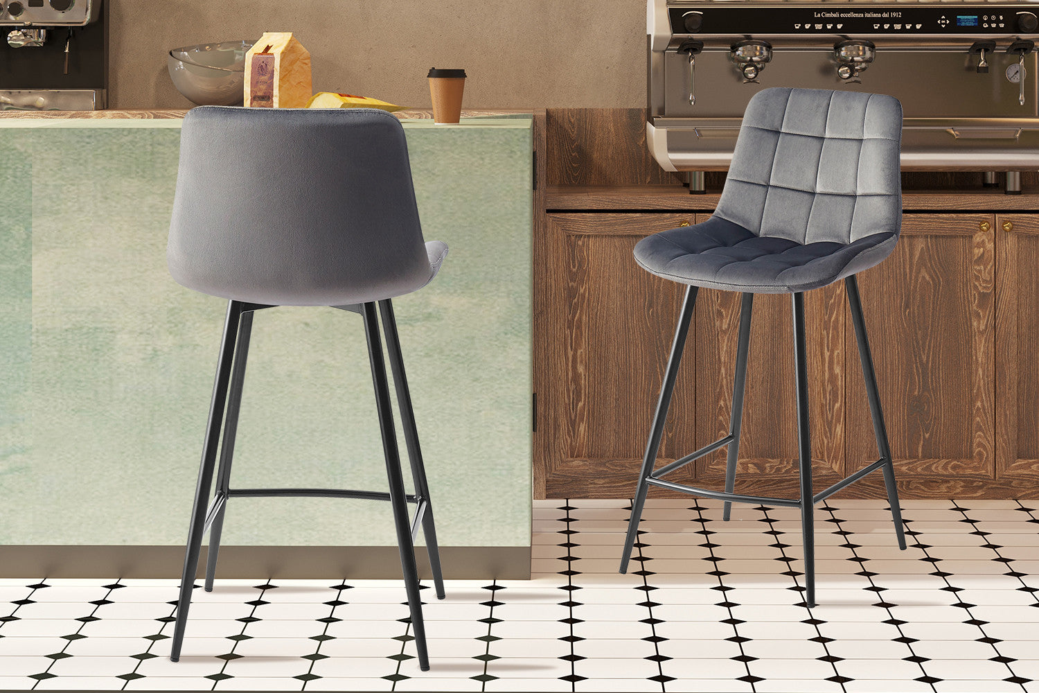 Counterstoel jut Fluweel Taupe