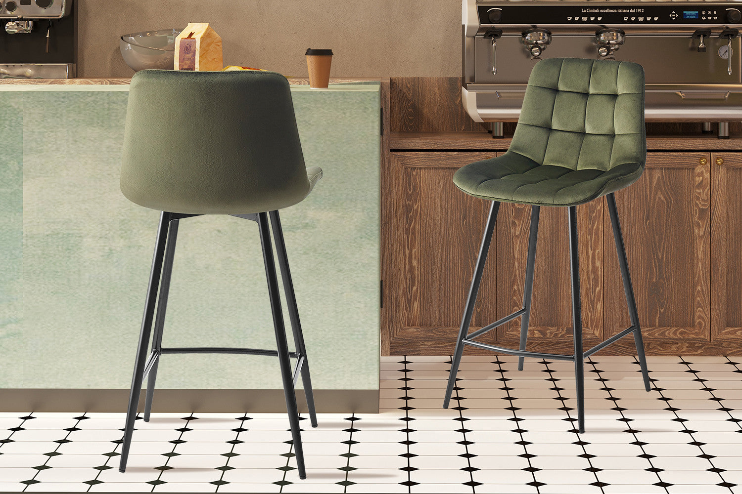 Counterstoel jut Fluweel Groen