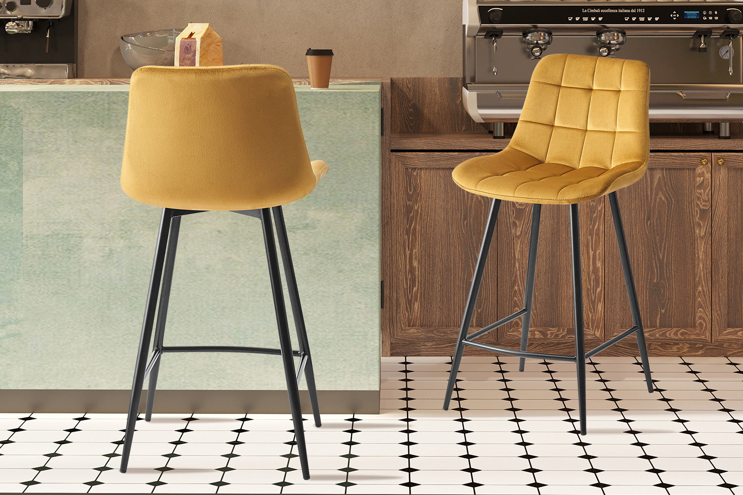 Counterstoel jut Fluweel Goud