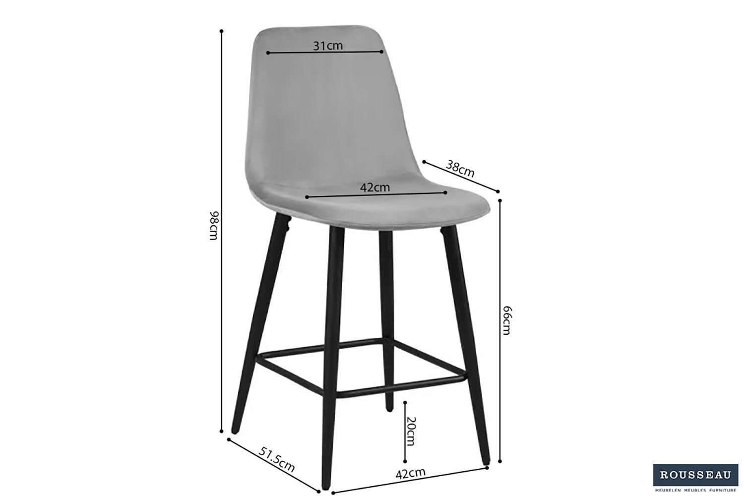 Counterstoel goy Fluweel Grijs