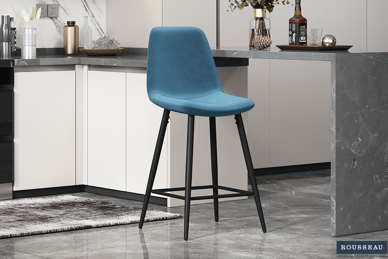 Counterstoel goy Fluweel Lichtblauw