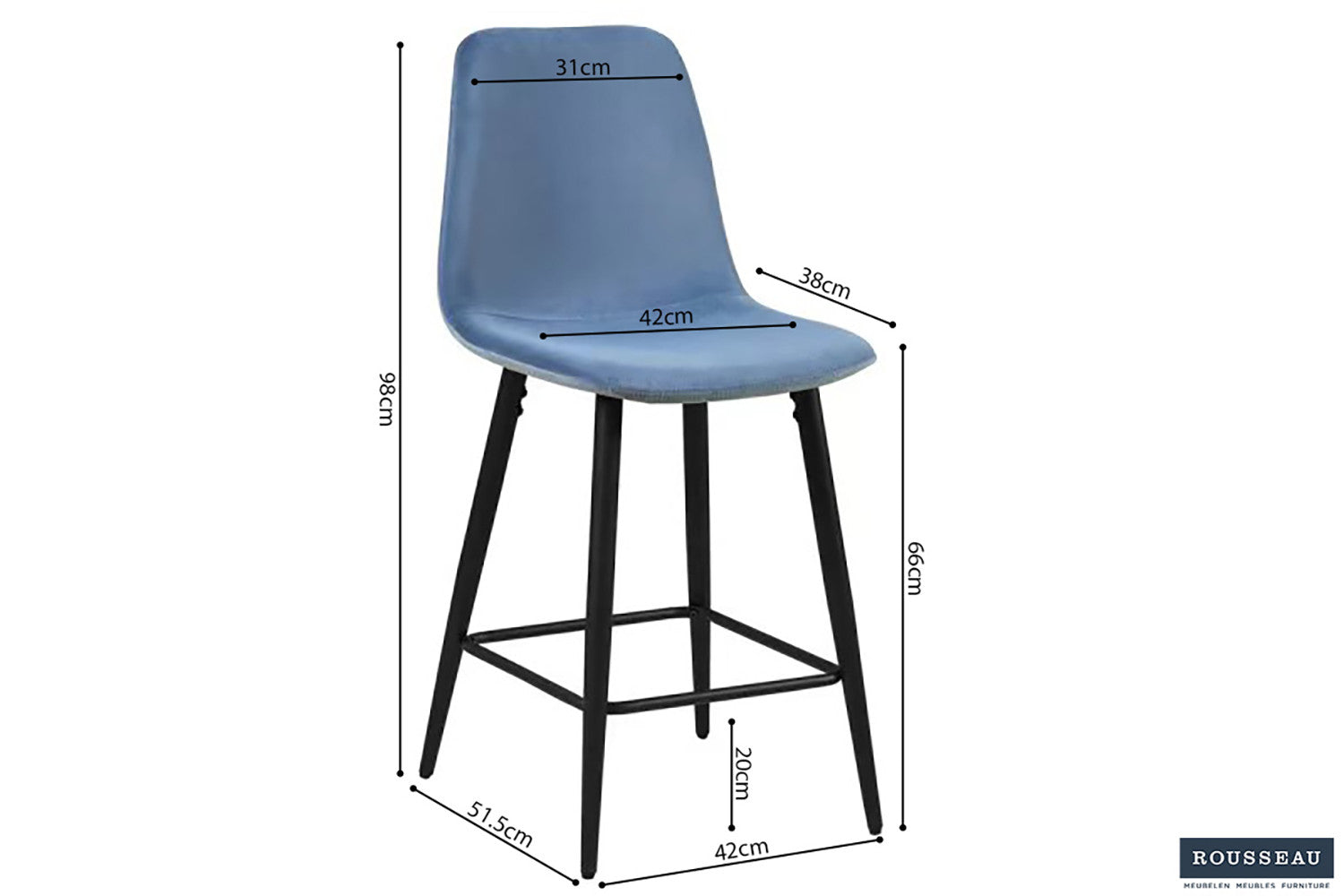 Counterstoel goy Fluweel Lichtblauw