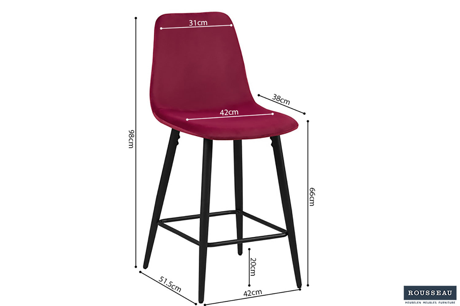 Counterstoel goy Fluweel Bordeaux