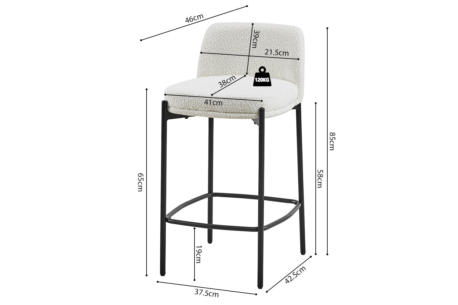 Counterstoel ell Stof Wit