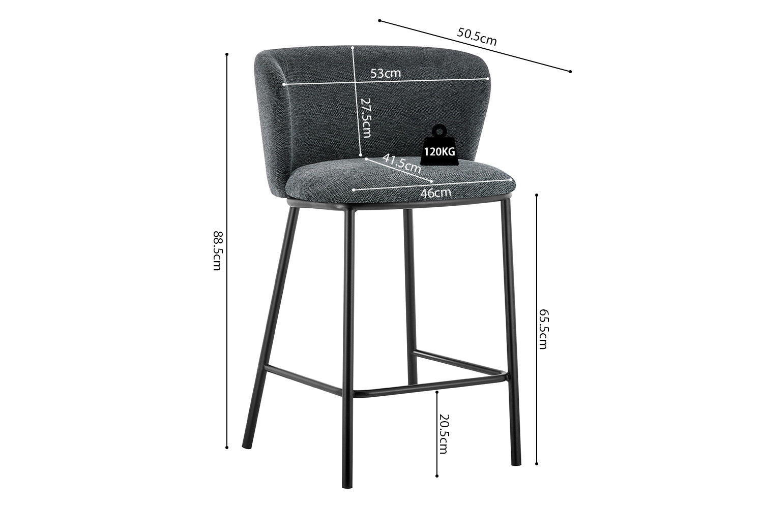 Counterstoel art Stof Ote Belfast 39 Donkergrijs