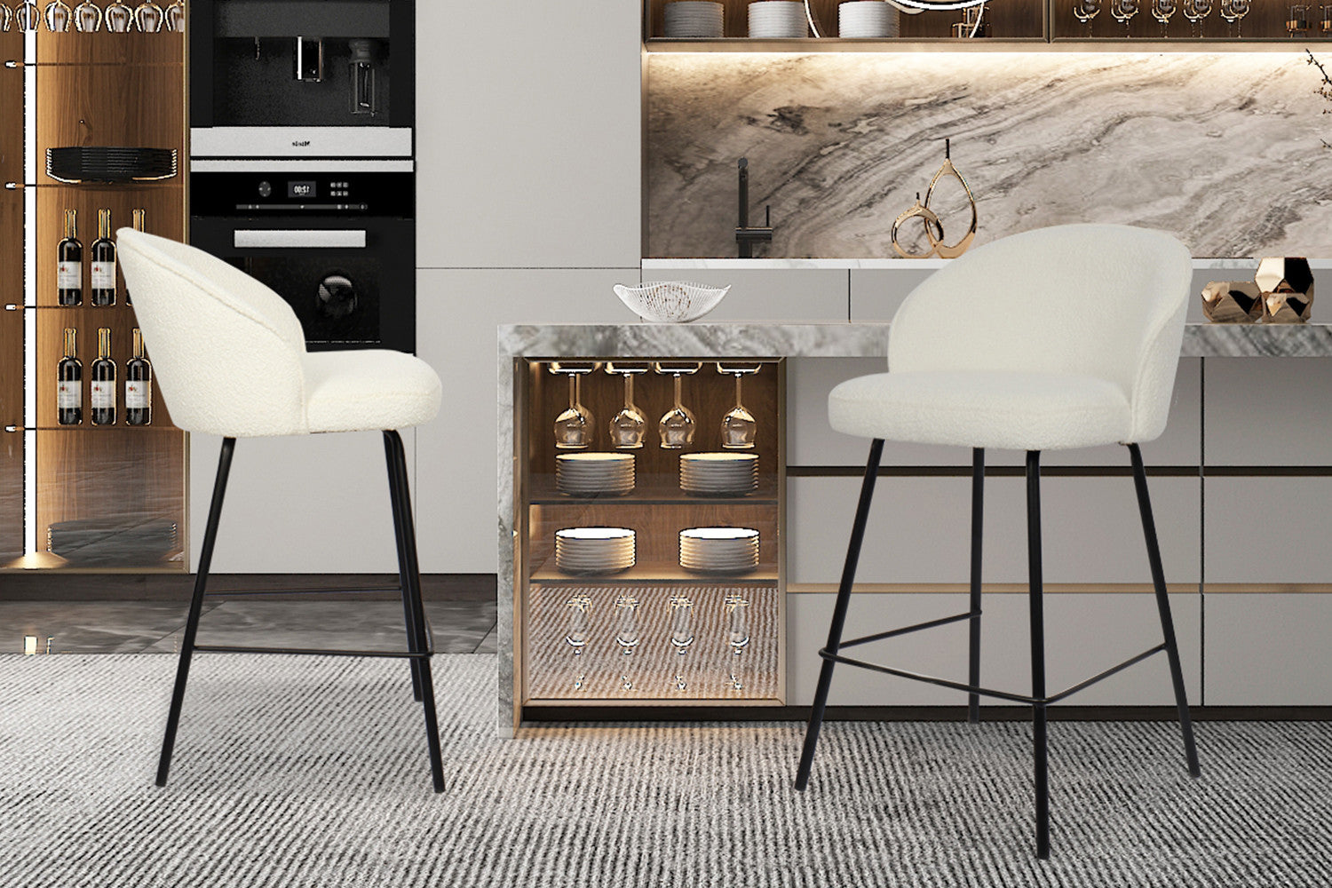 Counterstoel jun Bouclé Wit