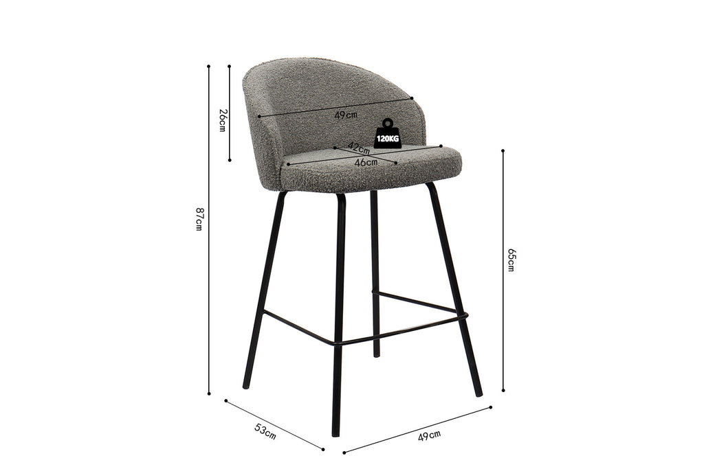 Counterstoel jun Bouclé Grijs