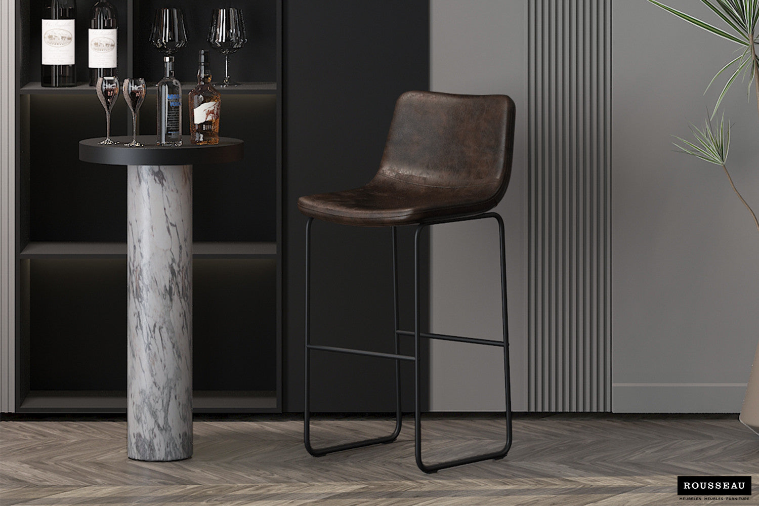 Barstoel acacia PU Ote Topper 05 Donkerbruin