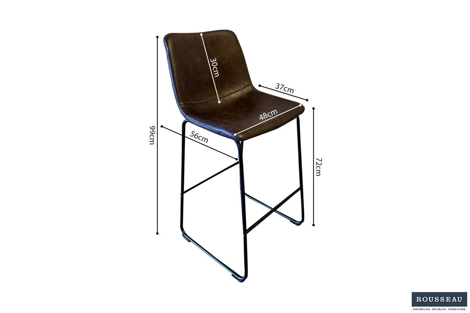 Barstoel acacia PU Ote Topper 05 Donkerbruin