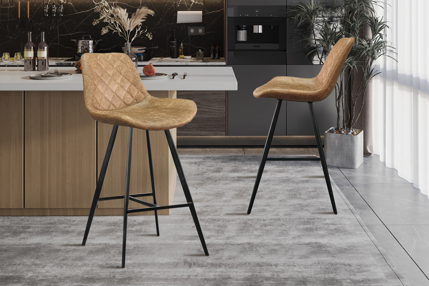 Barstoel movito PU Ote Topper 02 Cognac