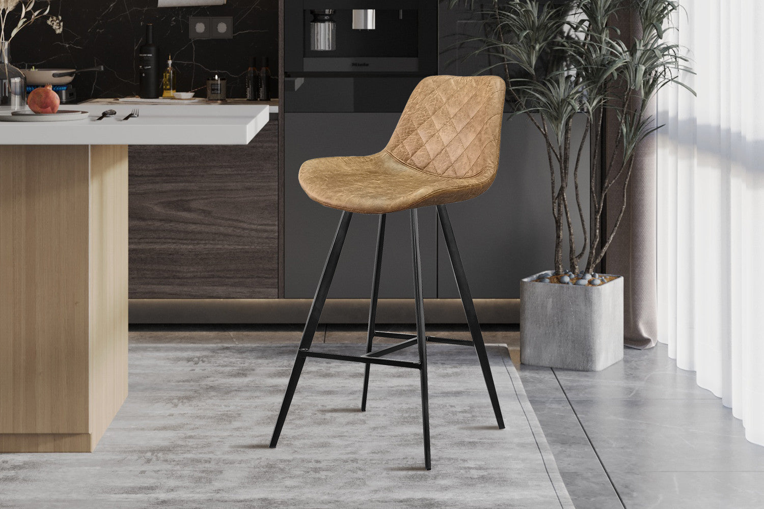 Barstoel movito PU Ote Topper 02 Cognac
