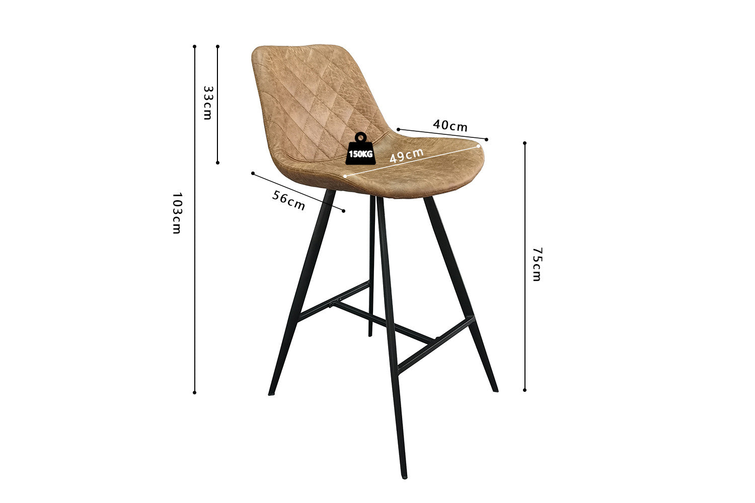 Barstoel movito PU Ote Topper 02 Cognac