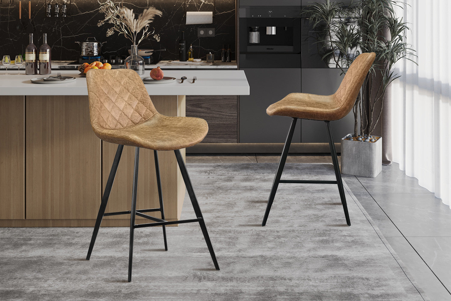 Counterstoel allie PU Ote Topper 02 Cognac