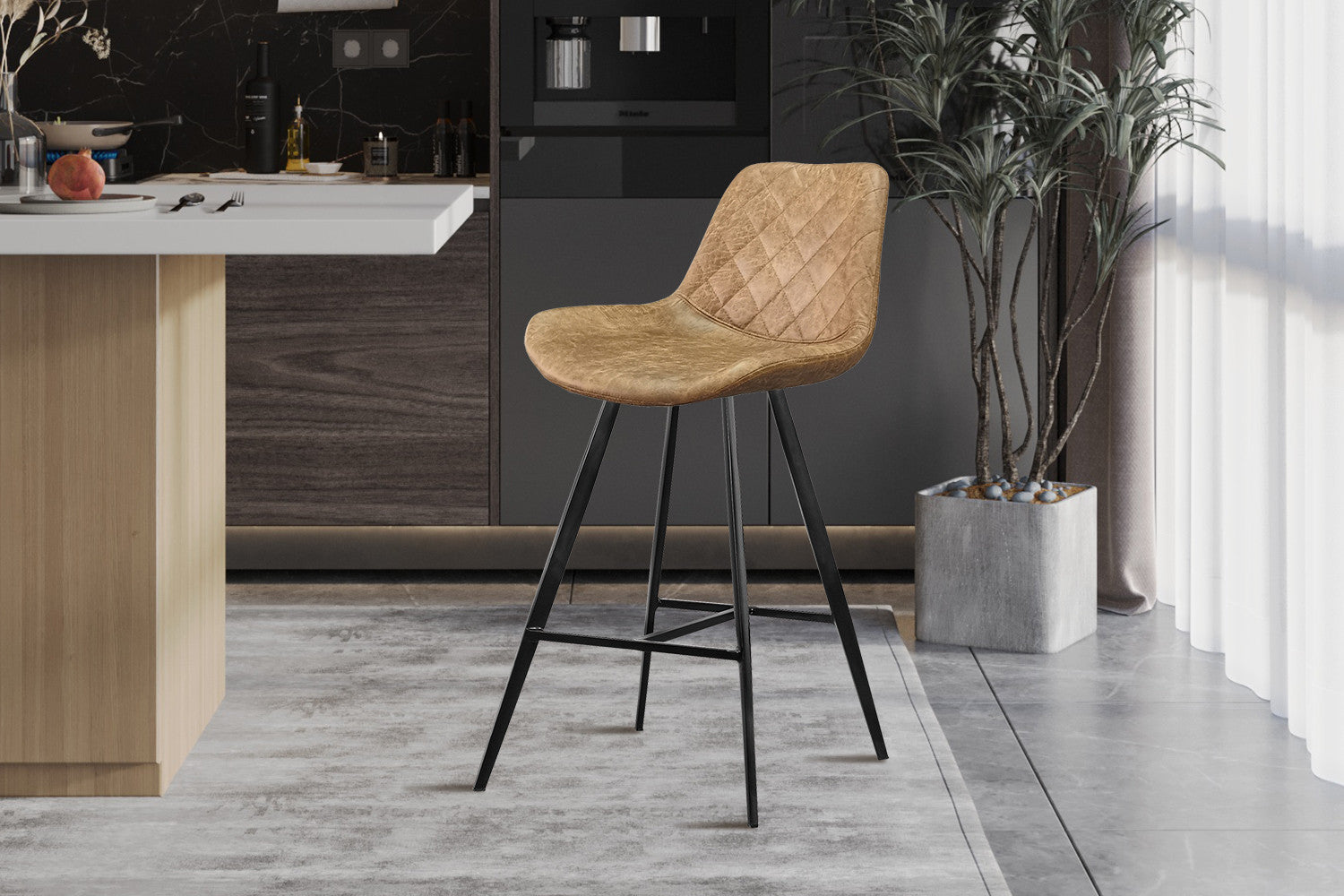 Counterstoel allie PU Ote Topper 02 Cognac