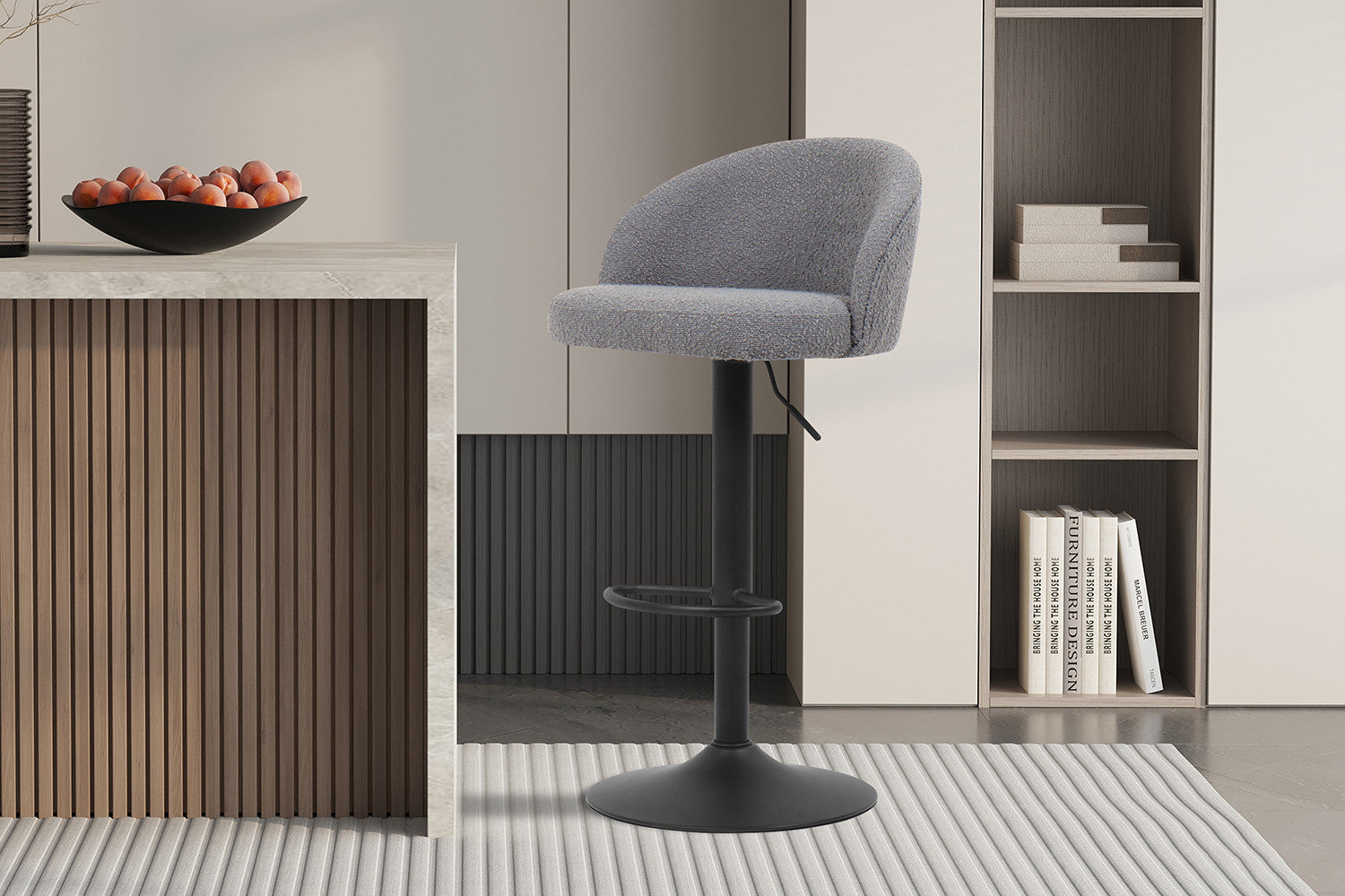 Barstoel lamor Bouclé Lichtgrijs
