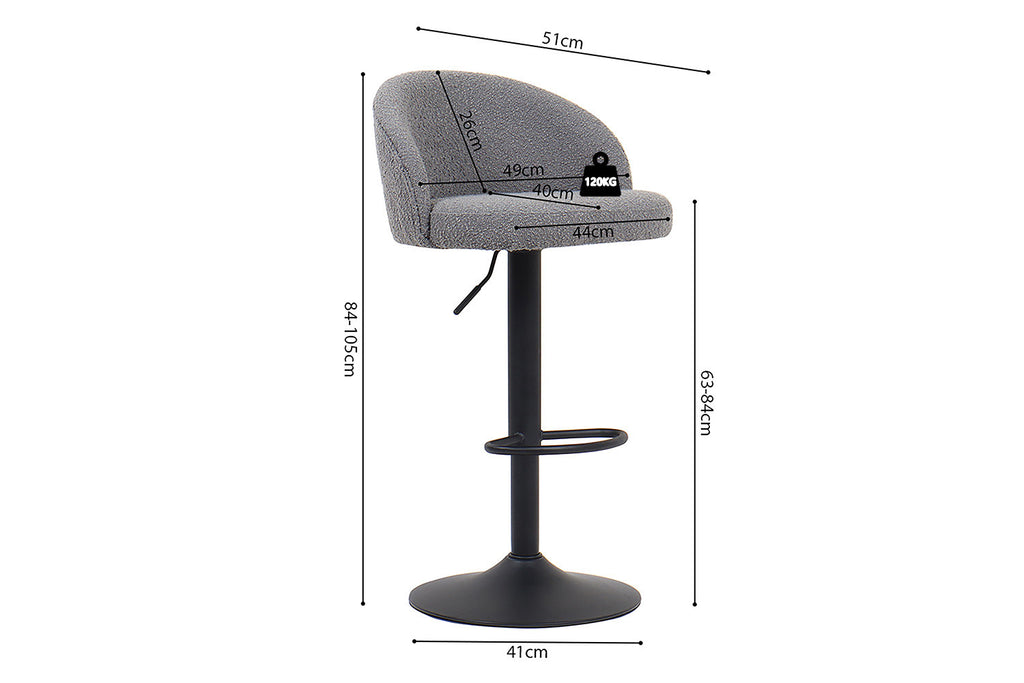 Barstoel lamor Bouclé Lichtgrijs