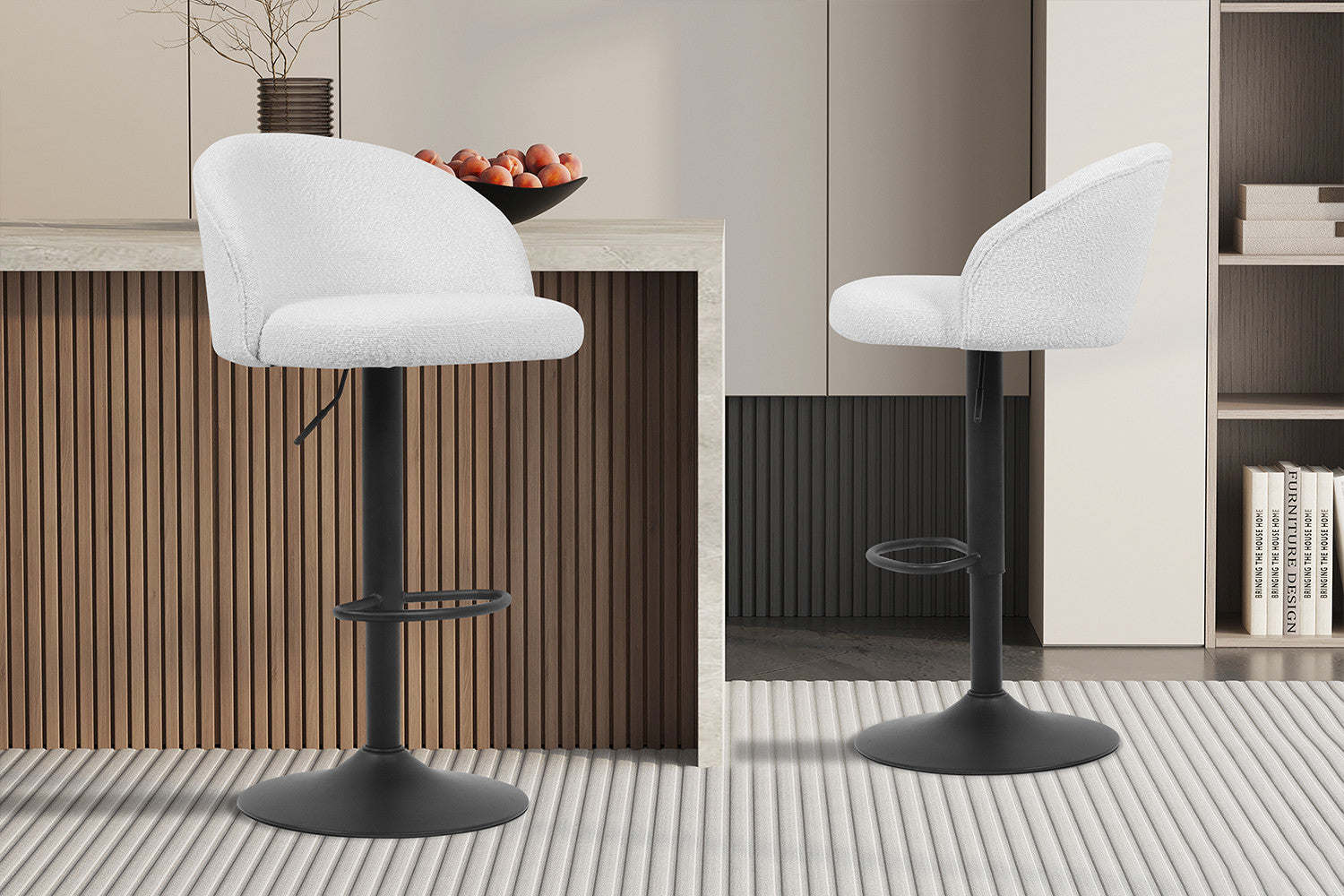 Barstoel lamor Bouclé Wit