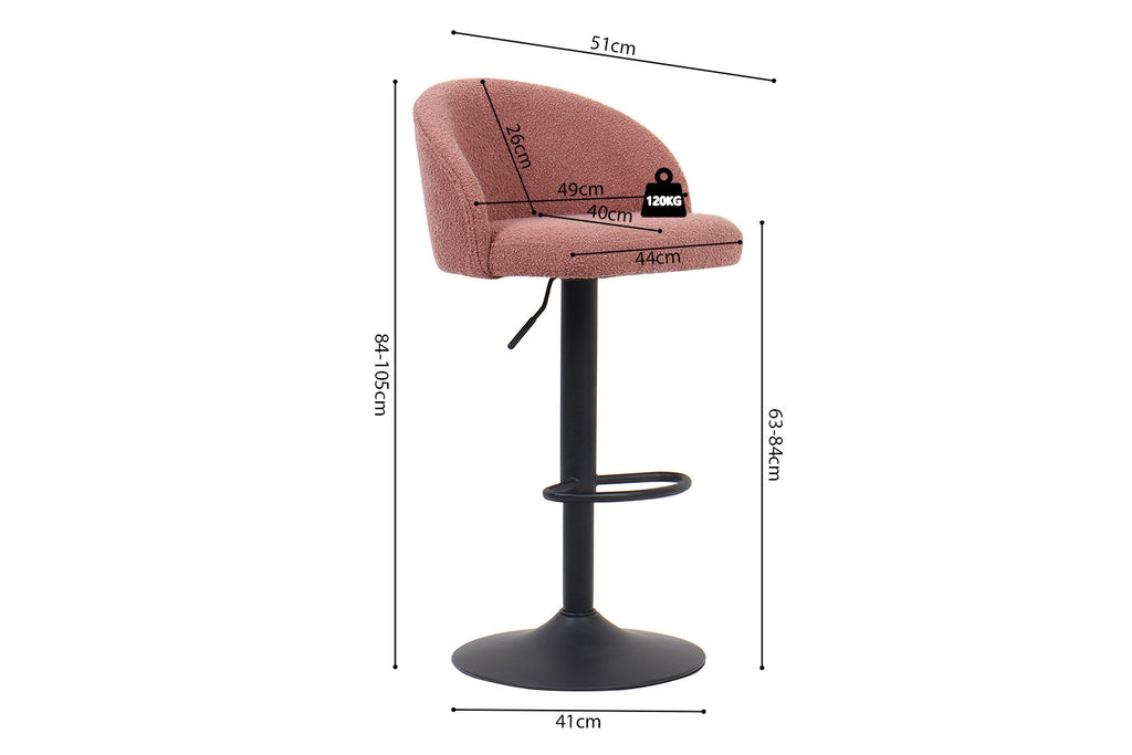 Barstoel lamor Bouclé Roze