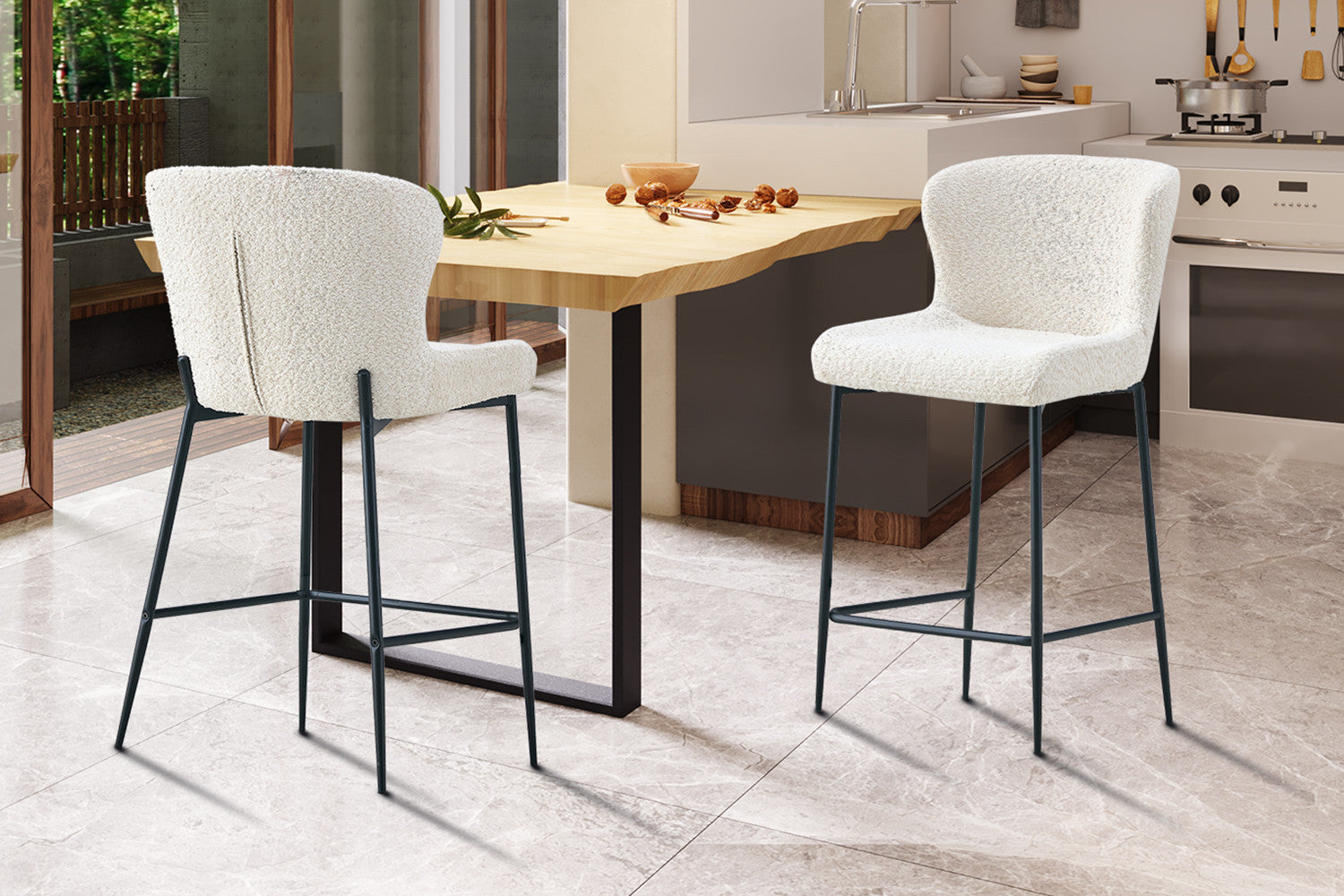 Counterstoel los Bouclé Ecru