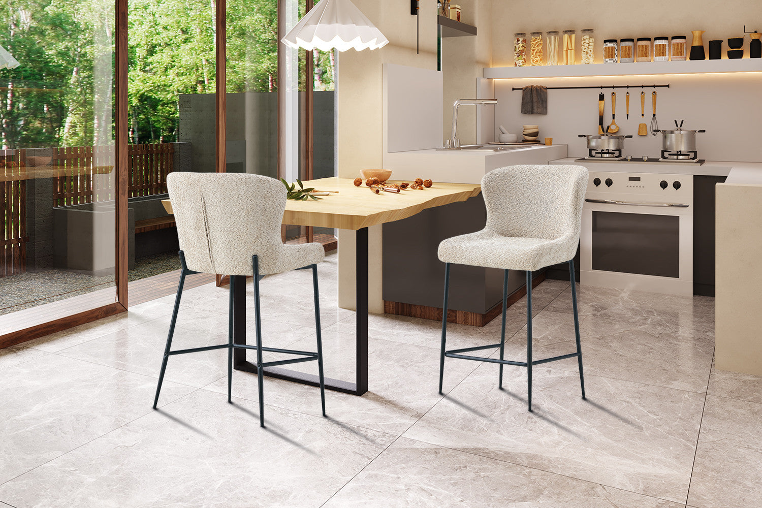 Counterstoel los Bouclé Beige