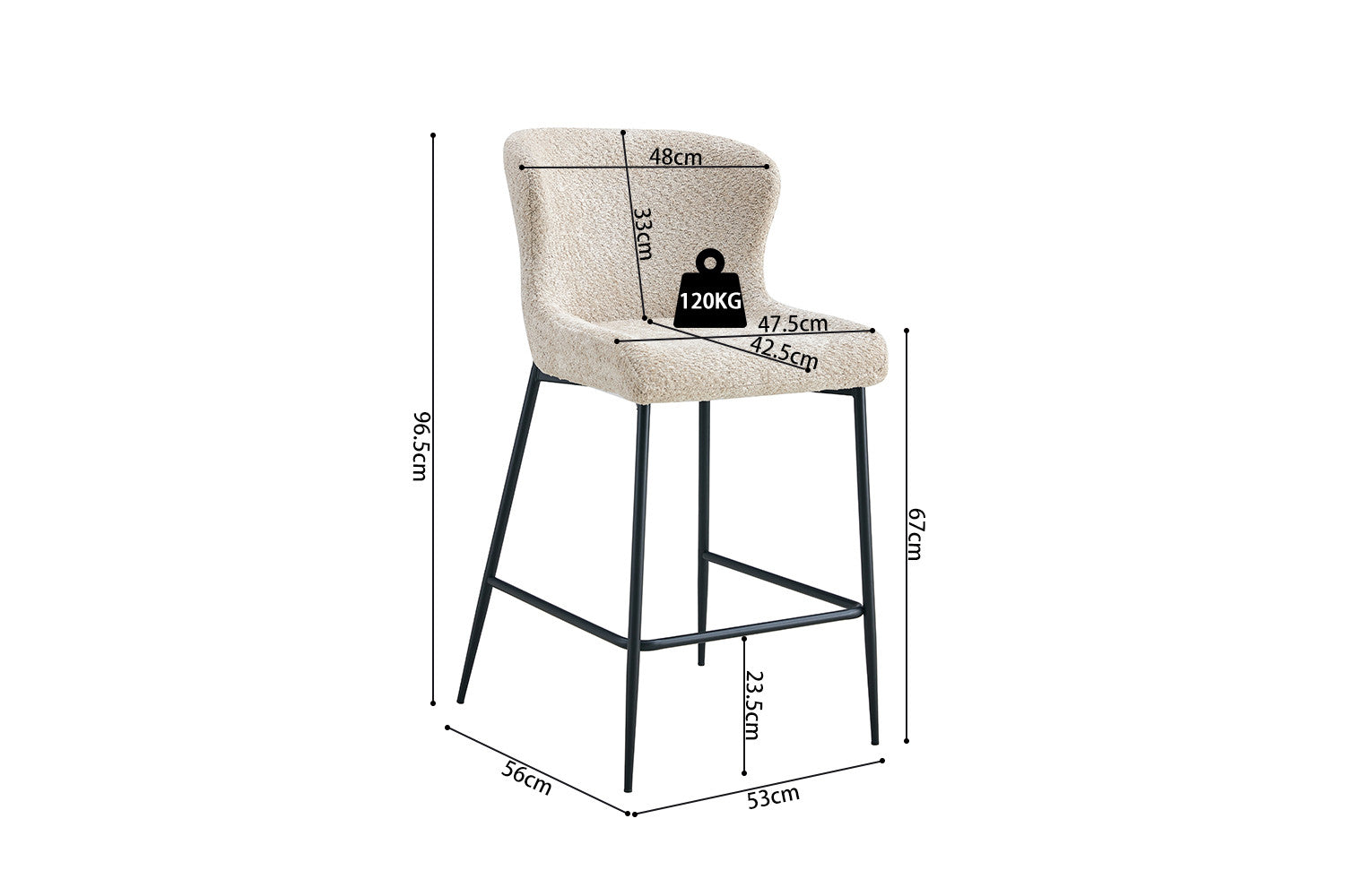 Counterstoel los Bouclé Beige