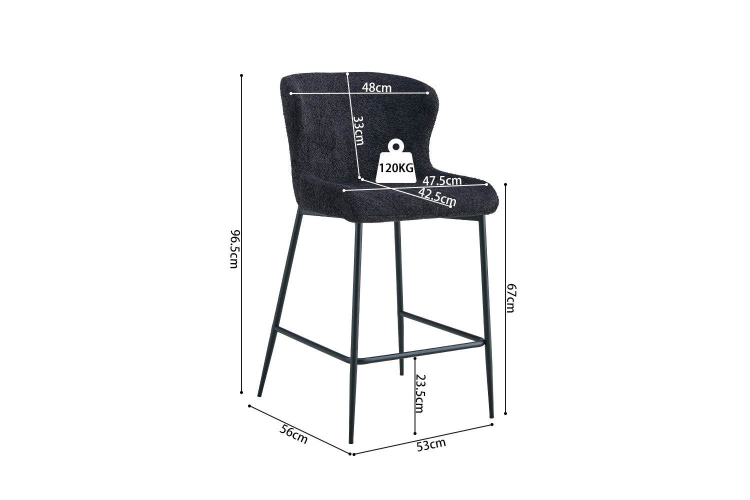 Counterstoel los Bouclé Donkergrijs